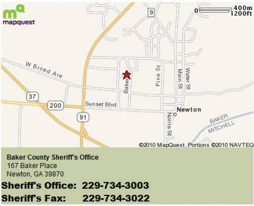 MapQuest information for the Baker County Sheriff's Office. Information is displayed in text on this page.